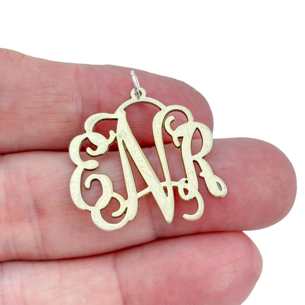 Vintage Gold-Tone Sterling Silver 925 ENR Monogram Pendant